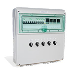 Шкаф управления бассейном (версия с контакторами, управление: фильтр. насос до 4 кВт, обогрев до 10 кВт; поддержание уровня, подсветка; питание ~380В; 448х460х160мм; IP54)