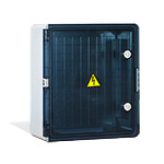 Шкаф пластиковый с прозрачной дверью 370х325х150 мм (ВхШхГ) (корпус ударопрочный полистирол цвет RAL7035, дверь ABS пластик, монтажная панель в комплекте, IP65)