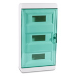 Шкаф BNZ пластиковый с прозрачной зеленой дверью на 36 модулей (оцинкованная DIN-рейка, 2 клеммных шины, IP41)