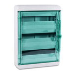 Шкаф BNZ пластиковый с прозрачной зеленой дверью на 54 модуля (оцинкованная DIN-рейка, 2 клеммных шины, IP65)