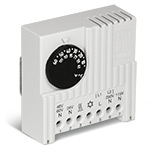 Регулятор внутренней температуры шкафа (термостат) (нагрев/охлаждение, диапазон уставок +5...+60 С, 10А/5А, 24-230VAC/24-60VDC, монтаж на DIN-рейку)